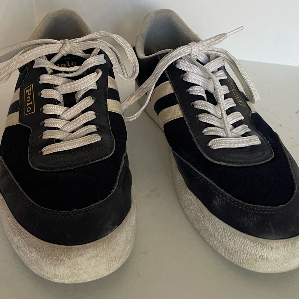 Polo Ralph Lauren Men’s Court VLC Suede Combo Sneaker Shoes Navy Blue Size 9 - Picture 3 of 9